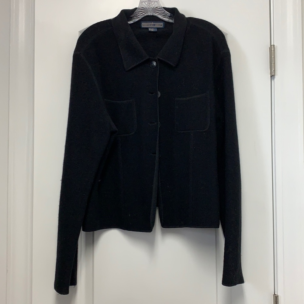 Herman Geist Large black 100% wool coat